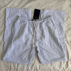 Brandy Melville Anastasia Linen Striped Pants Blue White